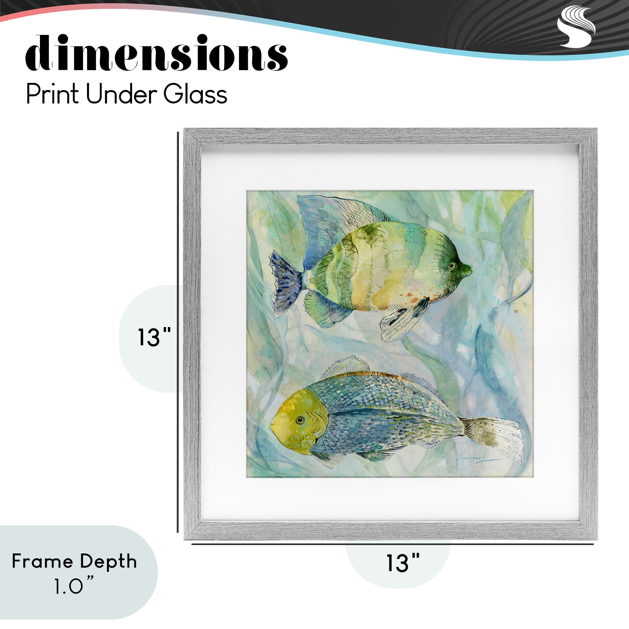 Stupell Industries Sweet Fish Duo Blue Green Gray Framed Print Under Glass, design by Lorenzo Collective