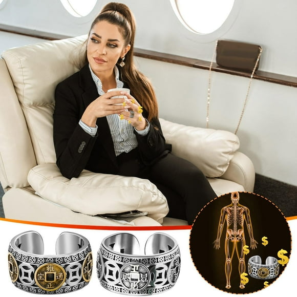 Dianli Rings for Women Rings for Women Luck Five Emperors Coins Ring Manifest Wealth Attraction & Live the Life Gift Rings