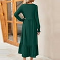 thumbnail image 4 of Guieoi Dress for Women under $10.00 Plus Size Women's Casual Solid Color Long Sleeve Pleated Large Dress Green Black*Friday/Cyber*Monday, 4 of 4