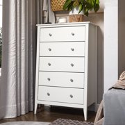 Jela Solid Wood 5 Drawer Dresser - White