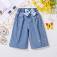 thumbnail image 2 of DXOUPM Girls' Denim Shorts Embroidered Flowers Lightweight Wide Leg Jean Pants with Pockets, 2 of 3