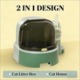 thumbnail image 3 of BISHE Enclosed Cat Litter Box with Openable Front Lock Lid, Space Capsule Design, 2-Step Anti-Tracking Litter Tray, Included Litter Scoop, Large Private Hooded Cat Toilet for Cats Up to 10 lbs, Green, 3 of 6