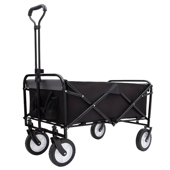 Collapsible Foldable Wagon Cart with Strapping System Beach Wagon Utility Cart Utility Wagon Grocery Cart for For Camping Shopping Sports Gardeing Fishing Supports 360lbs All-Terrain Wheels