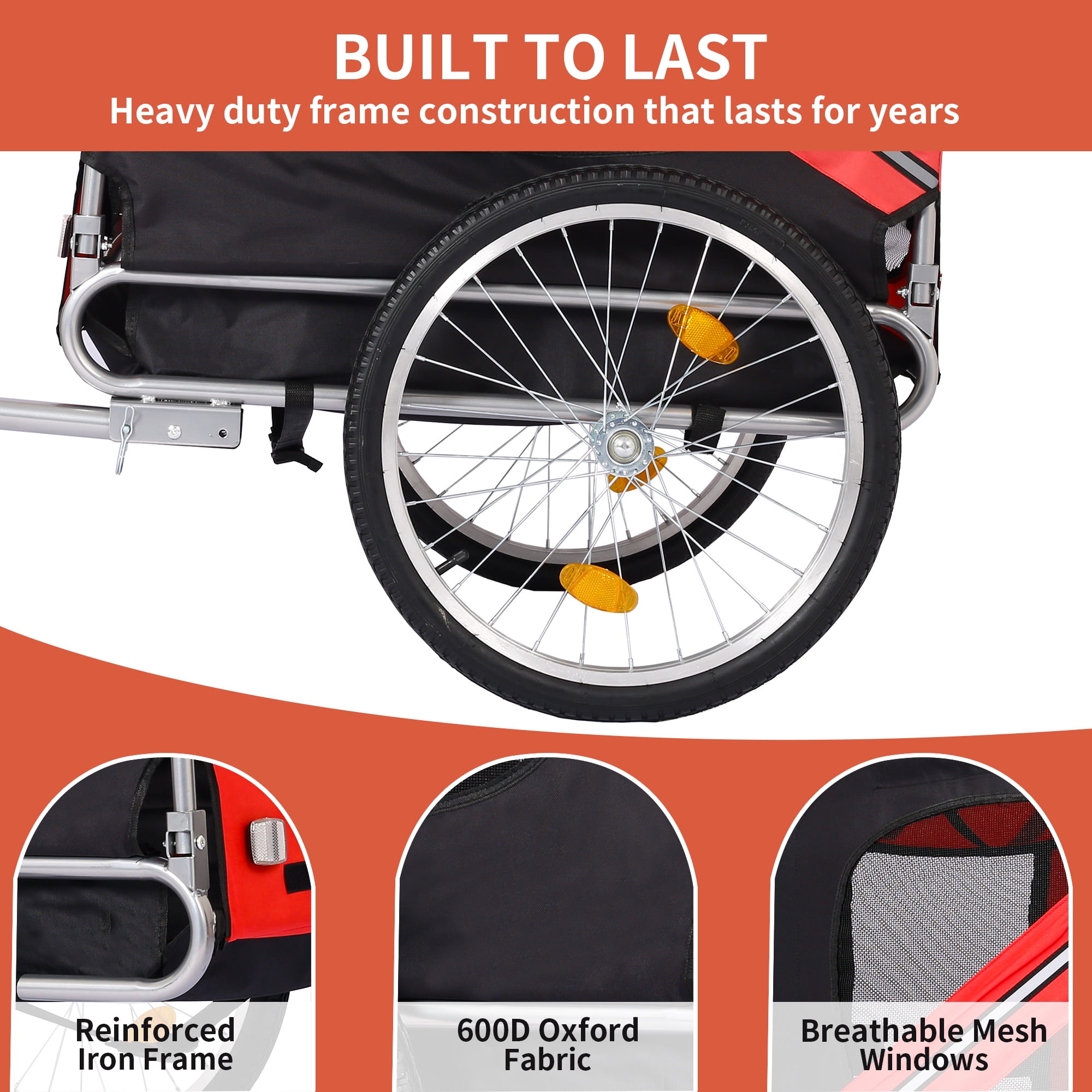 Pefilos 55" Dog Bike Trailer for Small and Medium, Pet Trailer with Suspension, Visibility Flag, Air-Filled Tires, Collapsible Stroller Bicycle Carrier, Red Pefilos 55" Dog Bike Trailer for Small and Medium, Pet Trailer with Suspension, Visibility Flag, Air-Filled Tires, Collapsible Stroller Bicycle Carrier, Red