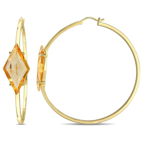 Everly Women's Citrine and Diamond 18k Yellow Gold Plated Earrings
