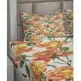thumbnail image 6 of Ambesonne Rose Fitted & Top Sheet Set with Shams, Old Bridal Vivid Bouquet, Cream Orange Green, 6 of 8