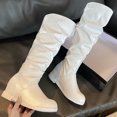 thumbnail image 7 of KIJBLAE Knee High Boots for Women Fashion Chunky Heel Rounded Toe Womens Knee High Boots Side Zipper Tall Boots White 43, 7 of 7
