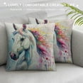 thumbnail image 3 of Creowell  Unicorn Throw Pillow Cover Horse Head Watercolor Splash Animal Colorful Fantasy Portrait Sketch Pillow Case Decorative Men Women Boy Girl Room Cushion Cover for Home Couch Bed, 3 of 5