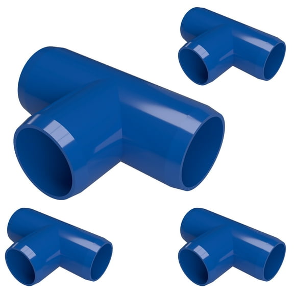 FORMUFIT PVC Fitting, Standard Tee , Furniture Grade, 1-1/4" Size, Blue, 4-Pack (F114TEE-BL-4)