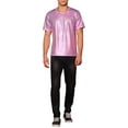 thumbnail image 2 of INSPIRE CHIC Metallic T-Shirt for Men's Round Neck Short Sleeves Sparkle Glitter Tee 2XL Pink, 2 of 6