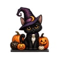 thumbnail image 6 of Halloween Wooden Desktop Ornament, Cute Black Cat Ghost Pumpkin Truck Table Sign, Gothic Tabletop Standee Tiered Tray Decor for Holiday Desk Party Shelf Farmhouse, 6 of 7