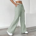 thumbnail image 5 of Tawop Pants for Women Elastic Waist Drawstring Green Striped Womens Pants with Pockets Loose Casual Trousers, 5 of 5