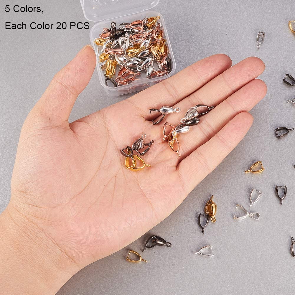 Beebeecraft 1 Box 40Pcs Pinch Bails for Pendants, 18K Gold Plated Ice Pick  Pinch Bails Dangle Charms Clasps Pendant Connector 11mm for Jewelry Making