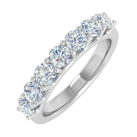 1 Carat 7-Stone Diamond Wedding Band Ring in 14K White Gold (Ring Size 10.75) (SI1-SI2 Clarity)