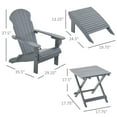 thumbnail image 5 of Outsunny 3 Piece Outdoor Patio Furniture Adirondack Chair with Ottoman, Grey, Fir Wood, 5 of 10