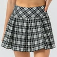 thumbnail image 5 of YTCAMLO Plaid Pleated Tennis Skirts for Women Athletic Stretchy Flowy Mini Skirts with Pockets School Uniform Gym Cheerleader Skirts, Dark Gray XL, 5 of 6