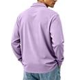 thumbnail image 4 of TBKOMH Mens Long Sleeve Polo Shirts Casual Button Collared T-Shirt Pullover Tee Performance Quick Dry Moisture Wicking Casual Collared Shirts Light Purple XXXL, 4 of 6