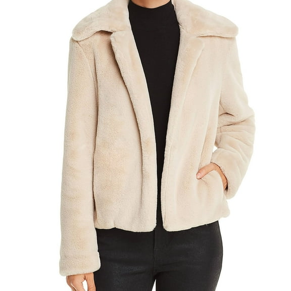 Theory Womens Luxe Faux Fur Jacket, Beige, Small