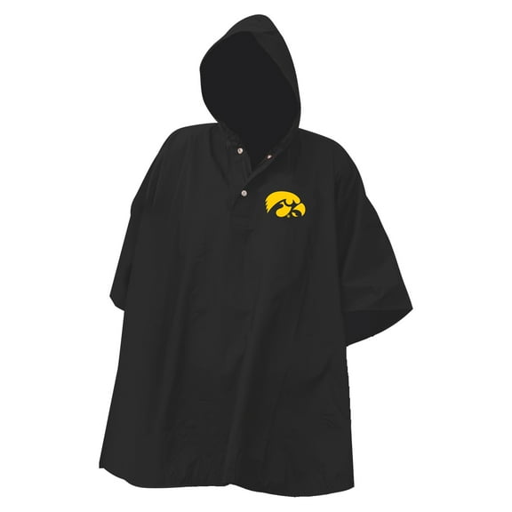 Black Iowa Hawkeyes Deluxe Adult Stadium Quarter-Snap-Rain Poncho