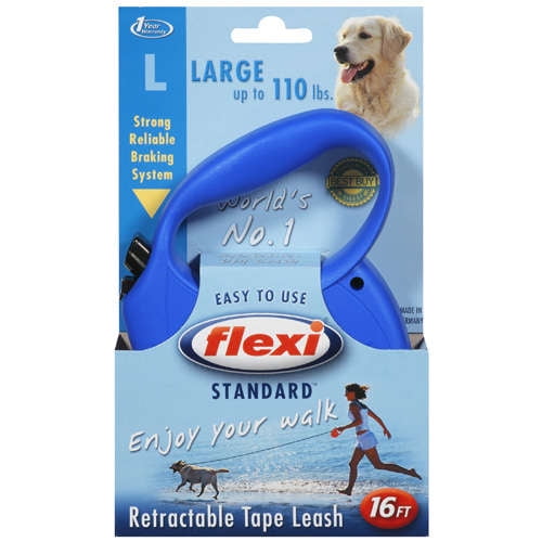 Flexi USA Flexi Dog Leash Standard Retractable Tape In Large For Dogs Up To 110 Lbs., 16 Ft