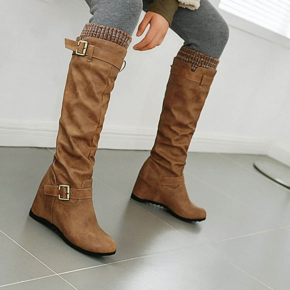 Babysbule Boots for Women Winter Foreign Trade Candy Color Patent Leather Ladies Back Zipper Thick Heel Round Toe Over-the-knee