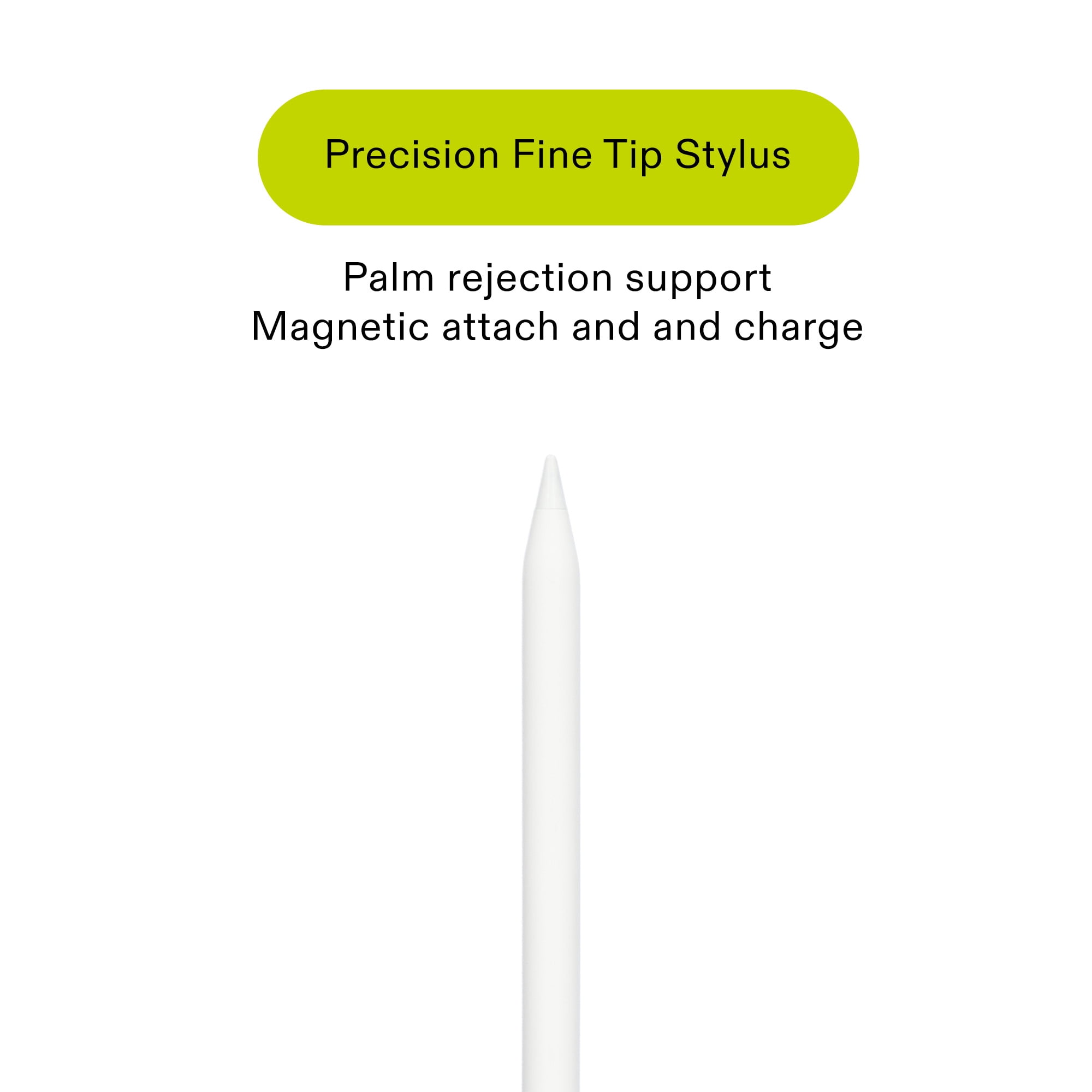 onn Magnetic Stylus Pro Pen with Magnetic Charge, White