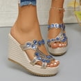 thumbnail image 2 of asddcavvf Ladies Summer Rhinestone Bright Leather Thick Bottom Large Size Slope Heel Sandals Slipper, 2 of 9