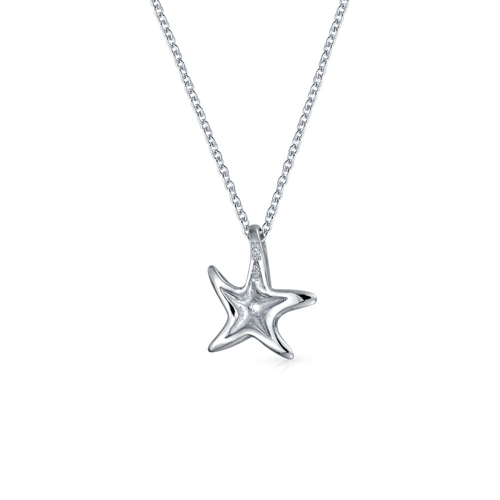 925 Sterling Silver Cubic Zirconia Polished Starfish Pendant
