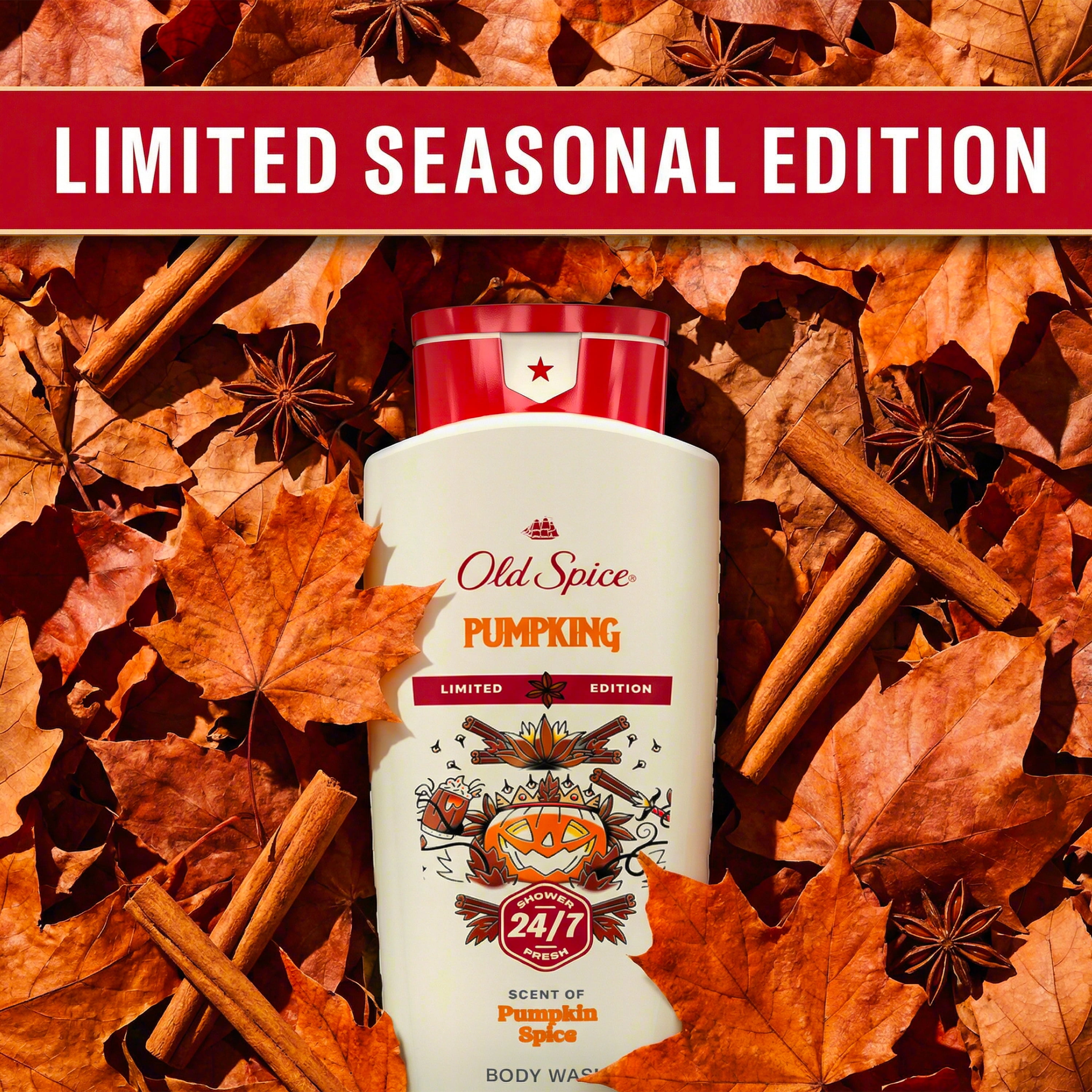 Old Spice Men's Body Wash, Pumpking, Scent of Pumpkin Spice, Long Lasting, Cleanse & Refresh, 16 fl oz