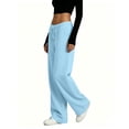 thumbnail image 3 of Resicozy Womens Wide Leg Sweatpants Drawstring Waist Straight Long Pants Casual Loose Baggy Workout Sweatpants with Pockets Light Blue 2XL, 3 of 4