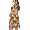 thumbnail image 2 of Goofa Cartoon Sunflowers Pattern Women Summer Short Sleeve Midi Dress with Pockets Casual Aline Flowy Tshirt Dress Vocation Beach Sundress, 2 of 6