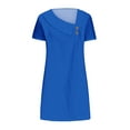 thumbnail image 4 of Sakmal Midi Cocktail Dresses for Women Blue Church Semi Formal Dress V Neck Shift Short Sleeve Dresses, 4 of 5