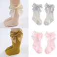 thumbnail image 2 of 4/6/10 Pairs Baby Girls Knee High Socks Infant Toddler Girls Bow Stockings Cotton Uniform Stockings Dress Socks 0-3T, 2 of 9