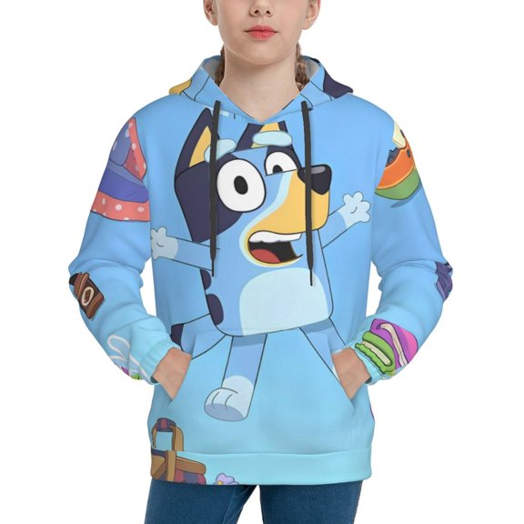 Johaoi Bluey Pattern Teen Pullover Hoodie Sweatshirts,Long Sleeve Pullover Casual Hooded Sweatshirt for Youth-Small