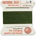 thumbnail image 2 of Griffin Silk Bead Cord Perlseide - Olive Color – Size 8 (0.80mm) – 2 meters per card – Stainless Steel Needle Attached – For Knotting Pearls, Gemstones, Crystals and Beads, 2 of 7