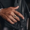 thumbnail image 4 of PAMTIER Men's Stainless Steel Vintage Hip Hop Square Cut Black Agate Gemstone Biker Ring Pinky Thumb Statement Band Comfort Fit Size 10, 4 of 6