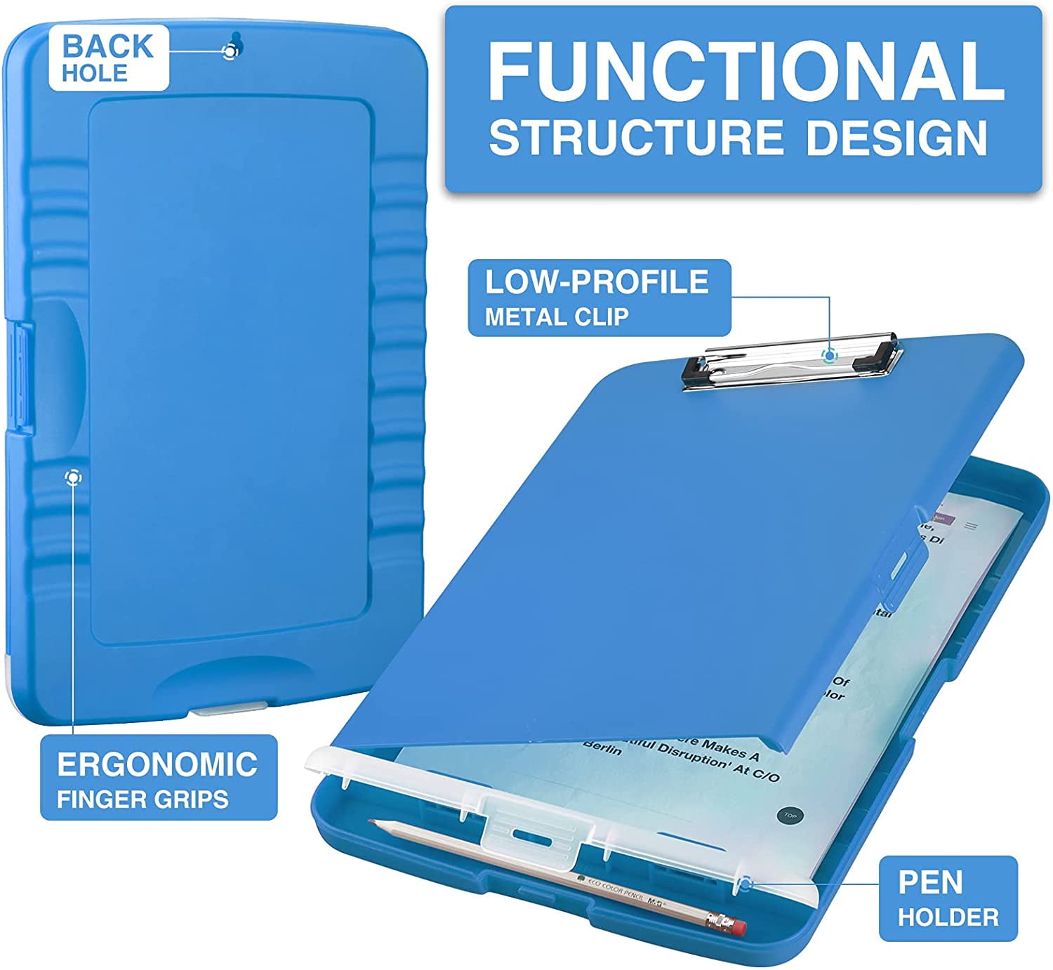 Clipboard with Storage, High Capacity Nursing Clipboards with Pen Holder, Heavy Duty Plastic Storage Clipboard with Low Profile Clip, Clipboard Folder, Teacher Must Haves, Office Supplies