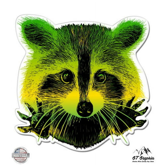 Cute Raccoon - 3" Vinyl Sticker - For Car Laptop I-Pad Phone Helmet Hard Hat - Waterproof Decal