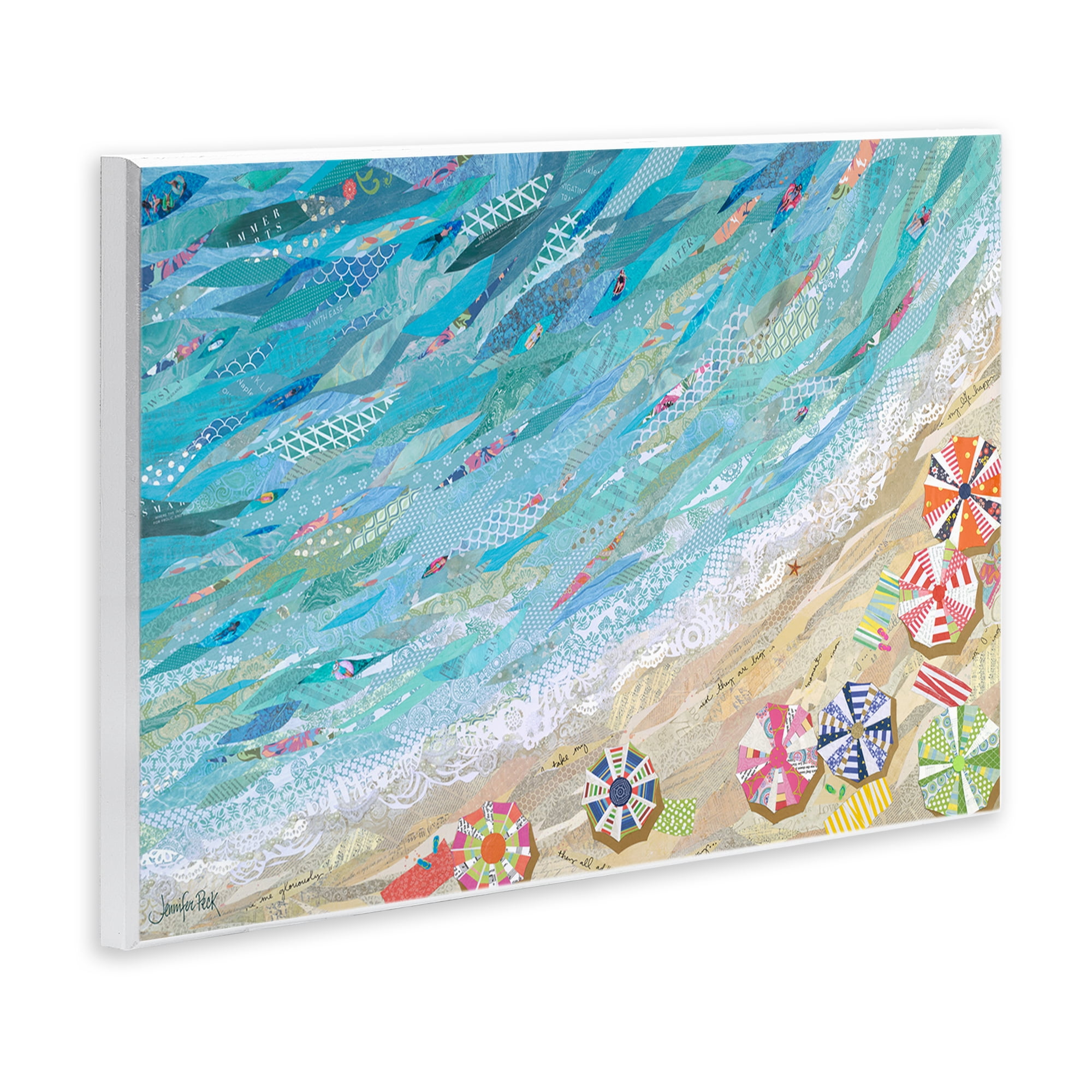 Stupell Industries Collaged Aerial Beach View Coastal Painting Unframed Art Print Wall Art, 15 x 10