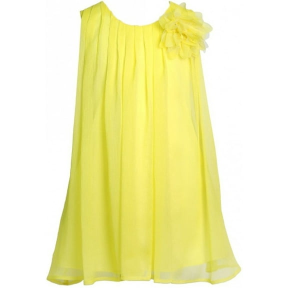 Little Girls Dress Sleeveless Chiffon Lovely Princess Flower Girl Dress Yellow 2 (Size 2-12)