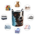 thumbnail image 4 of Balery Playful Smile Cute Dog Cesta de ropa redonda con asas, impermeable, independiente, para ropa, juguetes, dormitorio y familia-Small, 4 of 6