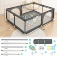 thumbnail image 3 of Baby Playpen, 59x71'' Large Baby Playard, Infant Activity Center with Anti-Slip Base, Gray, 3 of 8