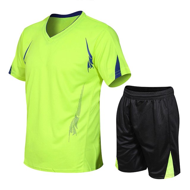 WILLBEST Pantalones Cortos para Hombre, Conjunto Informal de Dos Piezas para Correr, de Verano, para Deportes Al Aire Libre, de Secado Rápido y Manga Corta