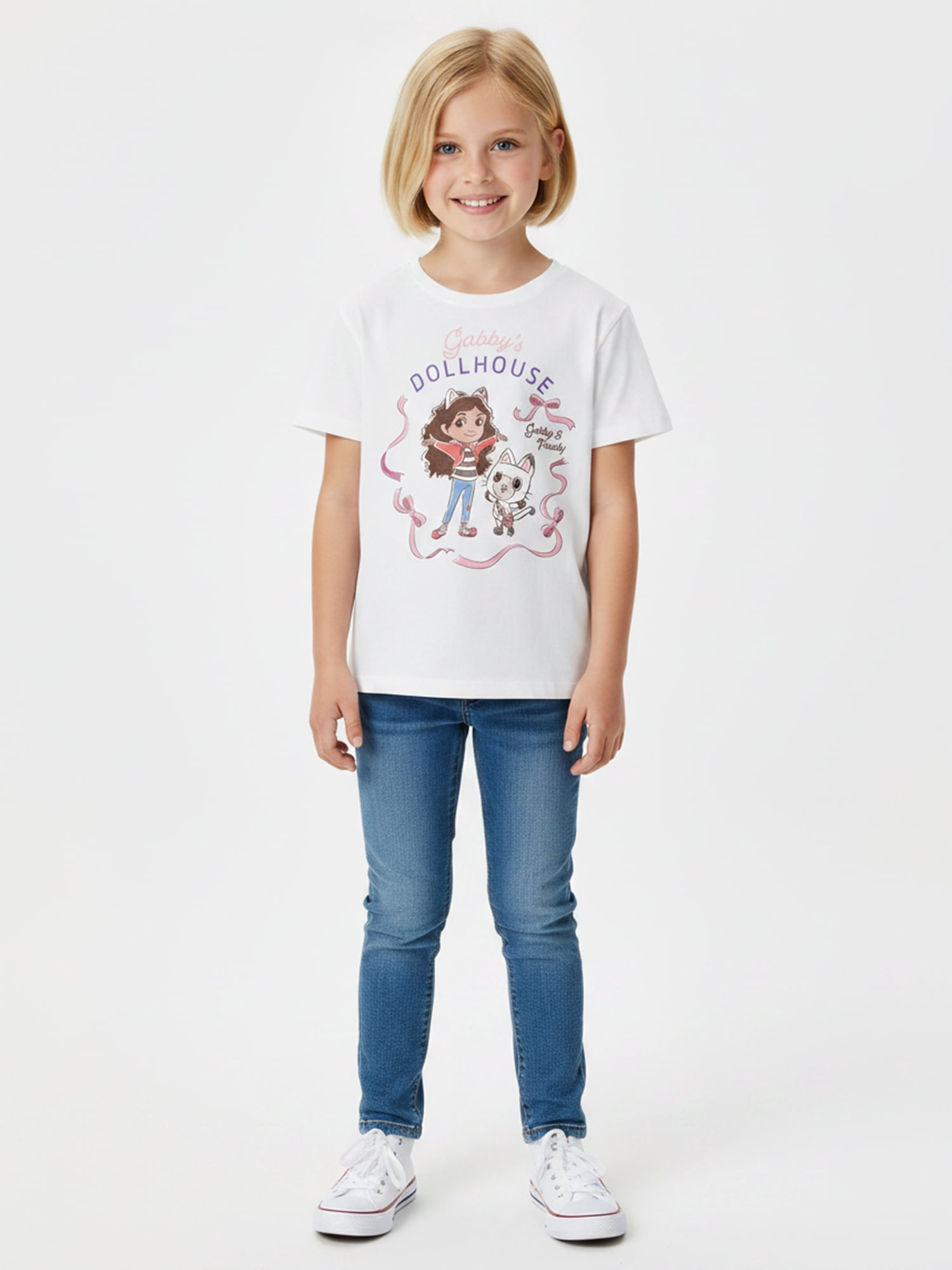 Gabby's Dollhouse, Girls' Short Sleeve T-Shirt, Gabby and Panda, Sizes 4-16