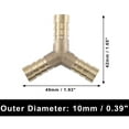 thumbnail image 5 of Unique Bargains 2Set 10mm Y Shaped Hose Barb Y Barbed Tube Pipe Fitting Brass Hose Fitting Connector with Clamps, 5 of 6