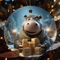 thumbnail image 5 of Ornament I Want A Hippopotamus for Christmas Double-Sided Ceramics Ornaments Cute Cartoon Hippo Wearing Santa Hat Snowing Christmas Xmas Tree Decoration Xmas Gift, 5 of 6