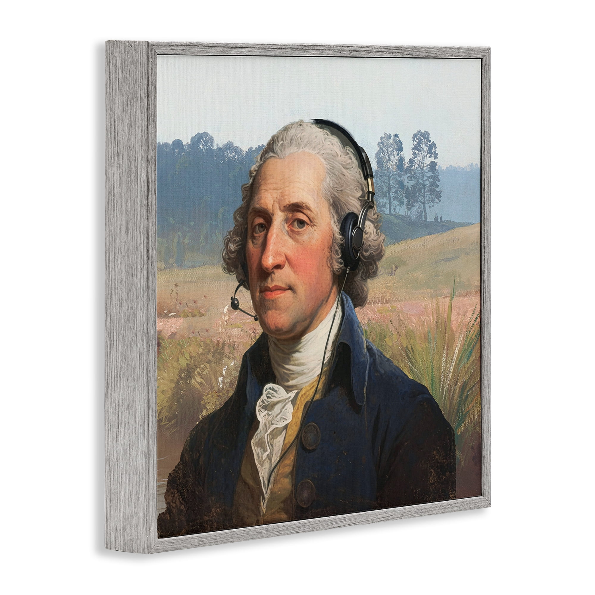 Stupell Industries Classical Gentleman with Headset Gray Framed Giclee Art, design by CAD Designs
