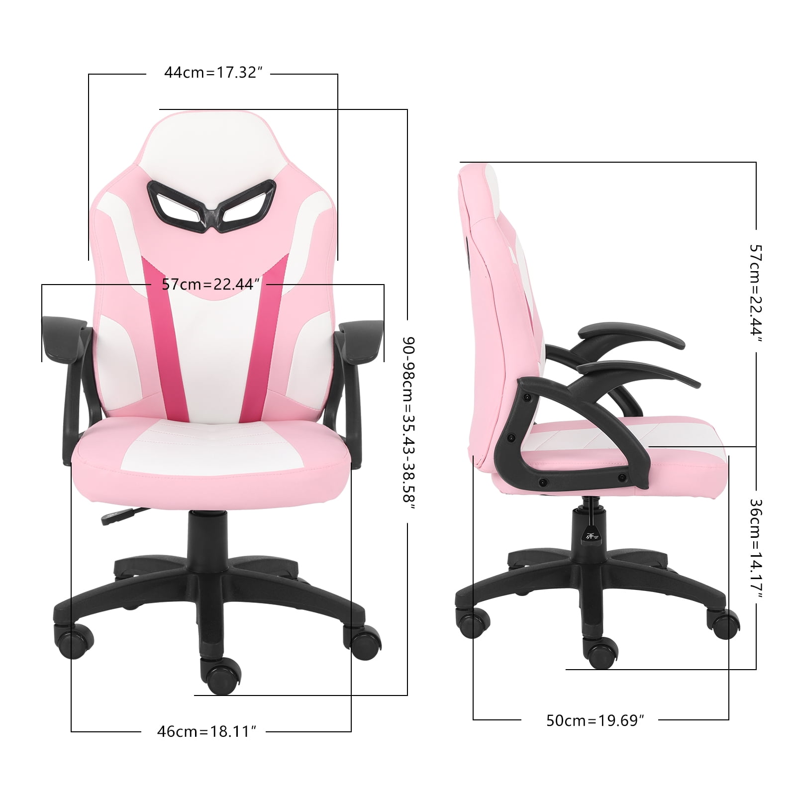 Swivel Gaming Chair for Boys Girls Kids Activity Chair High Back Ergonomic Racing Computer Chair, Height Adjustable, Pink