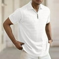 thumbnail image 1 of pstuiky Camisa de manga corta para hombre, Camisas de blusa de manga corta con cuello vuelto y cremallera sueltas informales de color sólido para hombre camisetas de hombre s, 1 of 6