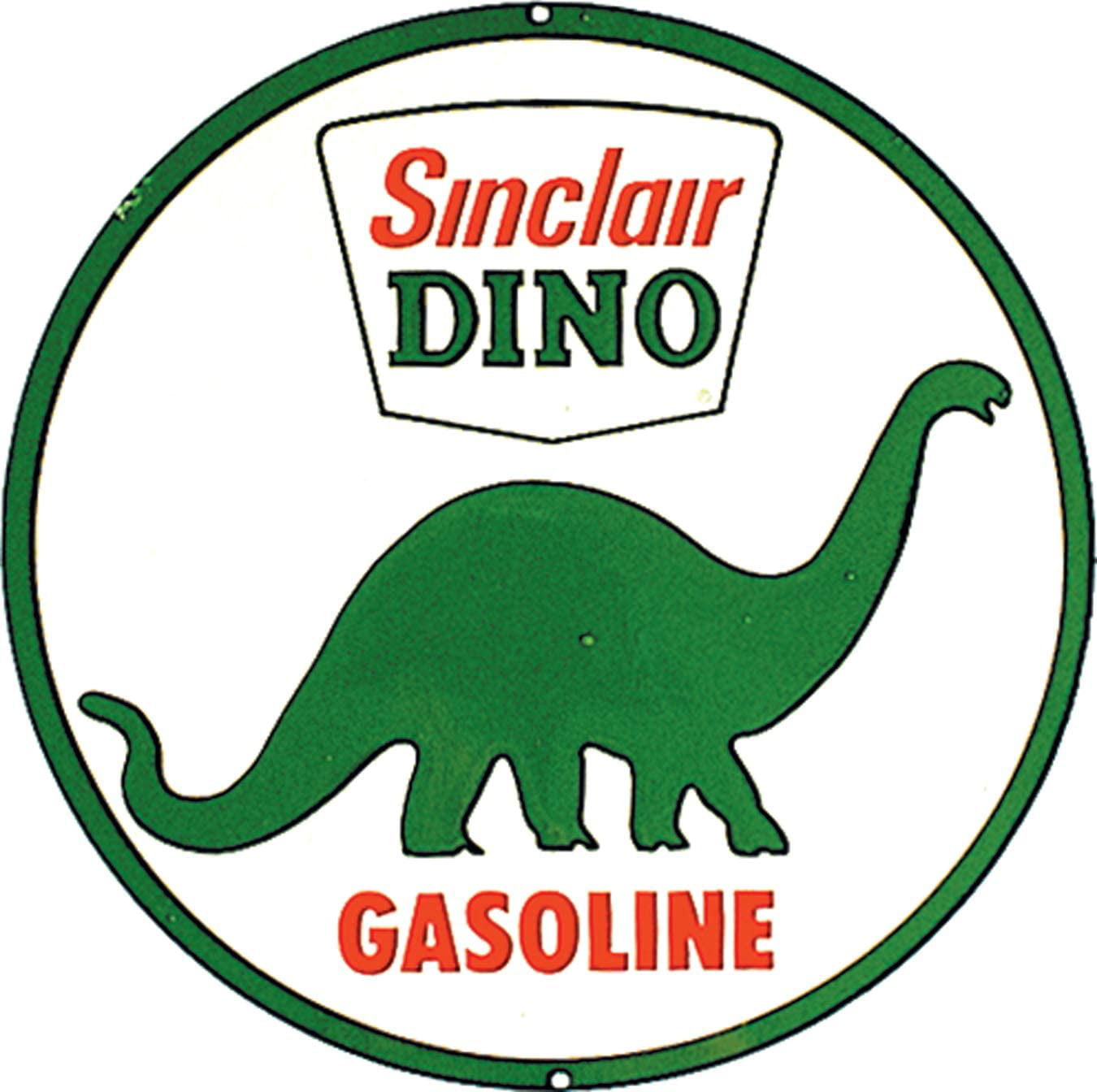 Sinclair Dino Gasoline Round Tin Sign 11.75" Diameter 